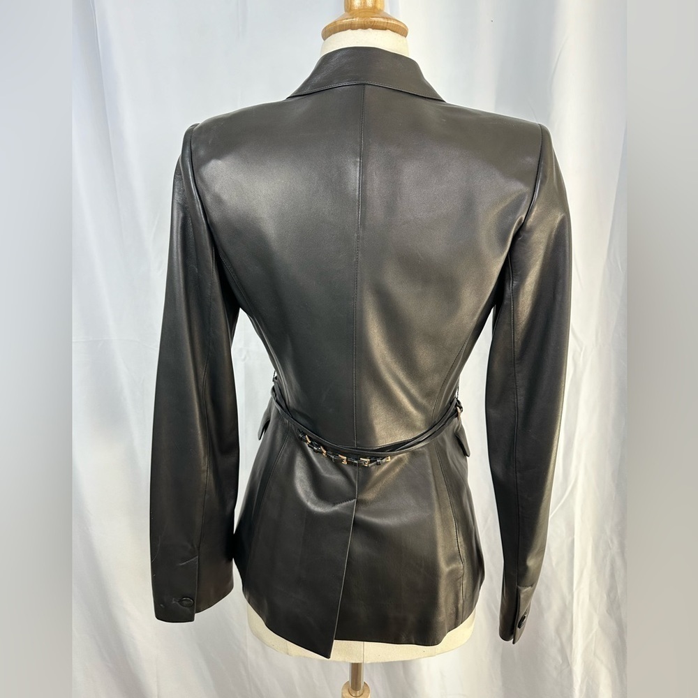 Brand New Prada Black Leather Blazer/Jacket with Detachable Leather Belt - Picture 7 of 11